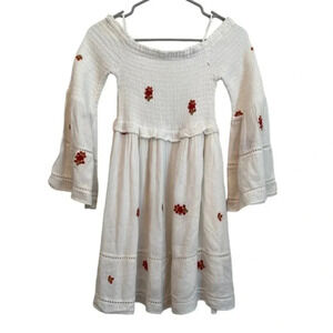 Free People  Counting Daisies Embroidered Off-the-Shoulder Smock Dress